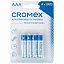 Батарейки алкалиновые "мизинчиковые" КОМПЛЕКТ 4 шт., CROMEX Alkaline, ААA (LR03,24А), блистер, 457131