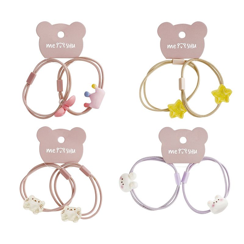 Резинки для волос MESHU, тонкие с топпером, ассорти, 2шт., европодвес