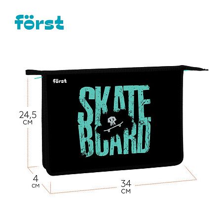 Папка для тетрадей 1 отделение, А4 Först "Skateboard", 340*245*40мм, пластик, на молнии 