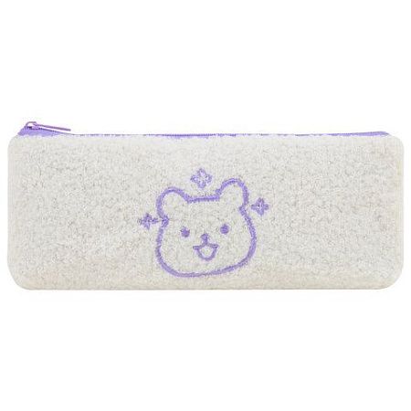 Пенал ЮНЛАНДИЯ, 1 отделение, плюш, Bear, белый, 22x8х5 см, 272270 