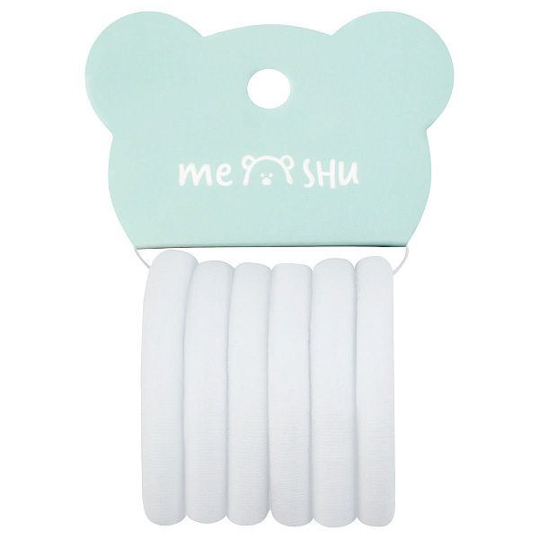 Резинки для волос MESHU "Essence", белые, 6шт., диаметр 4см, европодвес