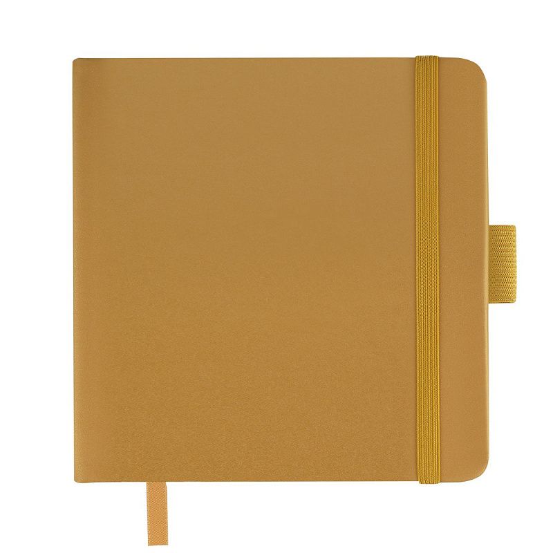 Скетчбук 100л., 120*120 Гамма "Студия", золото, твердая обложка, на резинке, белая, 110г/м2