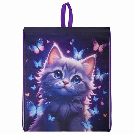 Мешок для обуви BRAUBERG KIDS, с петлей, 42х34 см, "Curious cat", 273434 