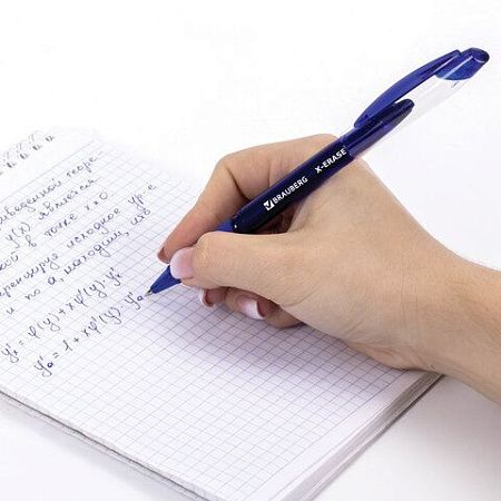 Ручка стираемая гелевая с грипом BRAUBERG "X-ERASE", СИНЯЯ, корпус синий, узел 0,7 мм, линия письма 0,35 мм, 143333 
