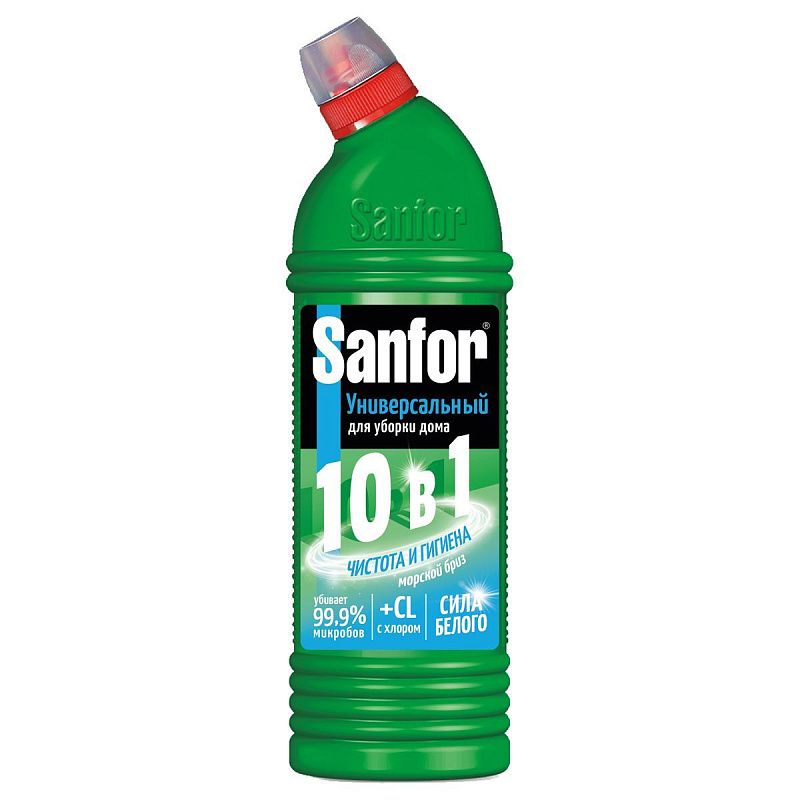 Чистящее средство для сантехники Sanfor "Universal 10в1. Морской бриз", гель с хлором, 750мл 