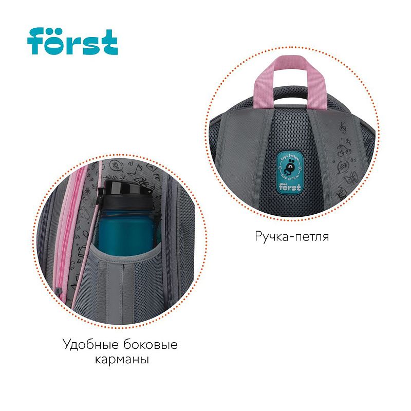 Ранец Först F-Base "Kittens" 36*29*17см, 3 отделения, 2 кармана, анатомическая спинка 