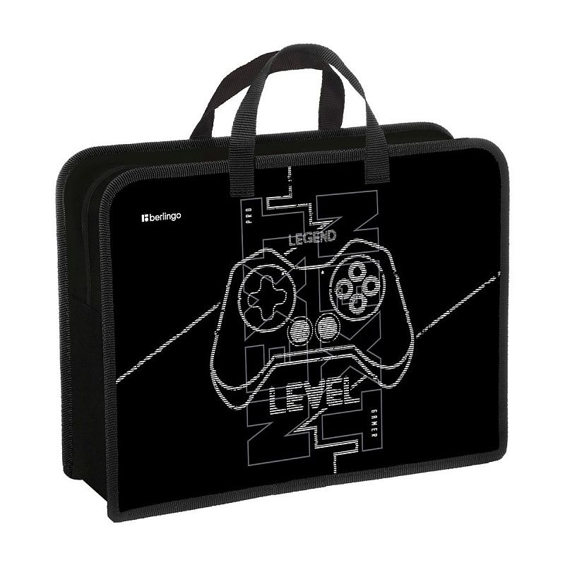 Папка с ручками 1 отделение, А4 Berlingo "Stream rider", 340*245*100мм, пластик, на молнии