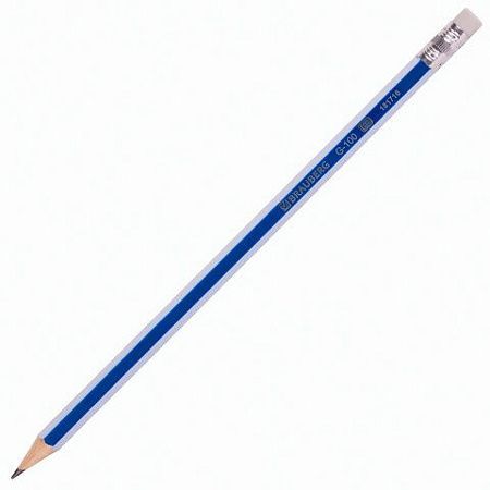 Набор карандашей чернографитных BRAUBERG "G-100" 12 шт., HB, с ластиком, корпус ассорти, 181716 