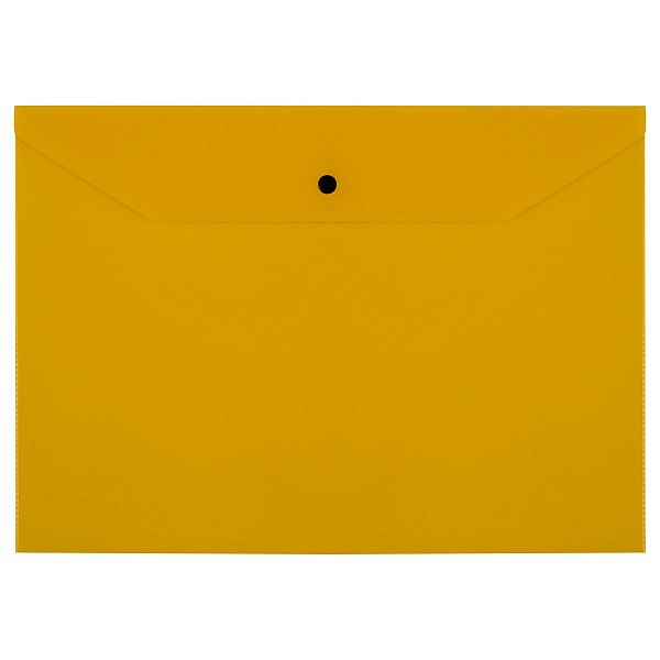 Папка-конверт на кнопке СТАММ А4, 120мкм, пластик, прозрачная, желтая