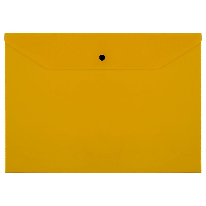 Папка-конверт на кнопке СТАММ А4, 120мкм, пластик, прозрачная, желтая