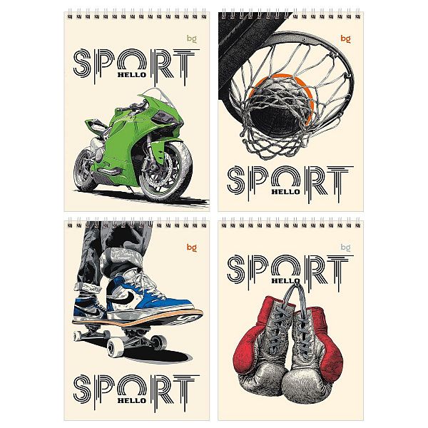 Блокнот А5 40л. на гребне BG "Hello sport"