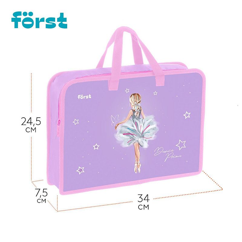 Папка с ручками 1 отделение, А4 Först "Dance Dream", 340*245*75мм, пластик, на молнии 