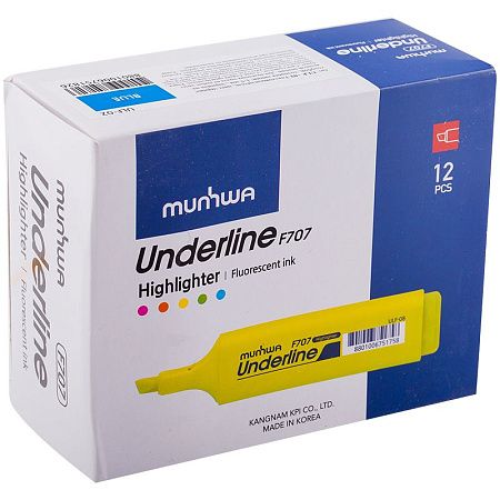 Текстовыделитель MunHwa "UnderLine" голубой, 1-5мм 