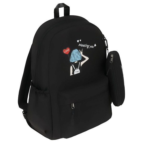Рюкзак MESHU "Heart", 43*30*13см, 1 отделение, 3 кармана, уплотненная спинка,  в комплекте пенал 19,5*9,5*2см