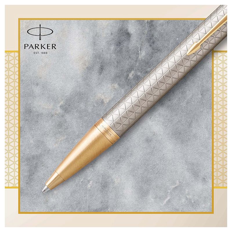 Ручка шариковая Parker "IM Premium Warm Silver GT" синяя, 1,0мм, кнопочн., подарочная упаковка 