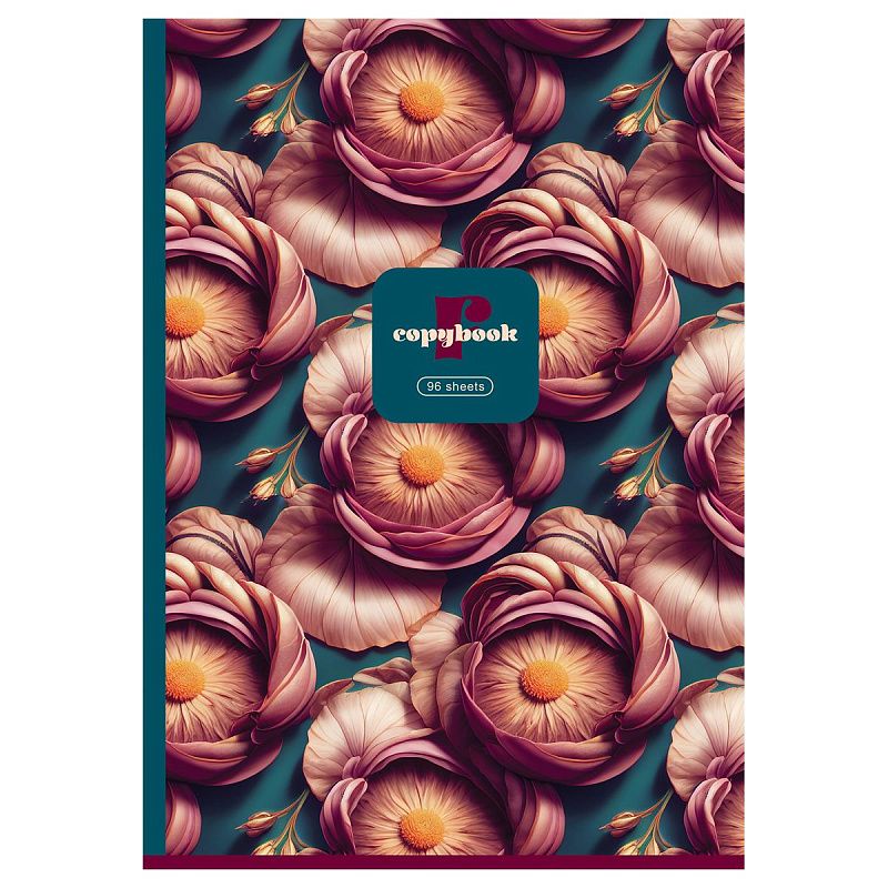 Тетрадь 96л., А4, клетка, на гребне BG "Flower story", глянцевая ламинация