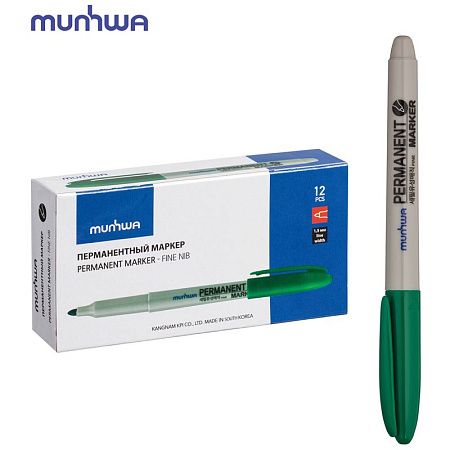 Маркер перманентный MunHwa зеленый, пулевидный, 1,5мм 