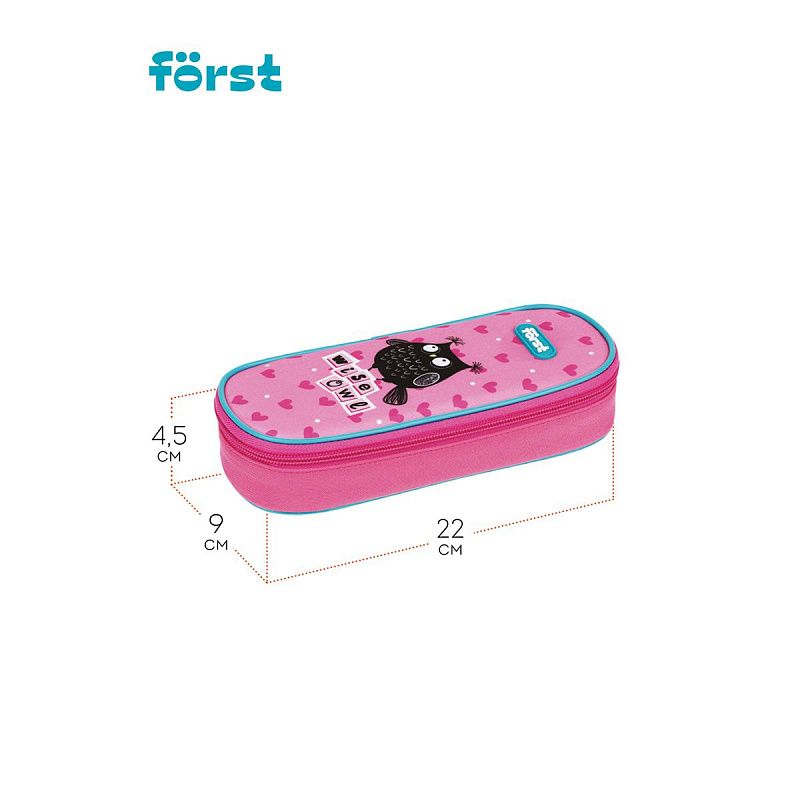 Пенал корпусный 1 отделение, 220*90*45 Först "Black owl", полиэстер 