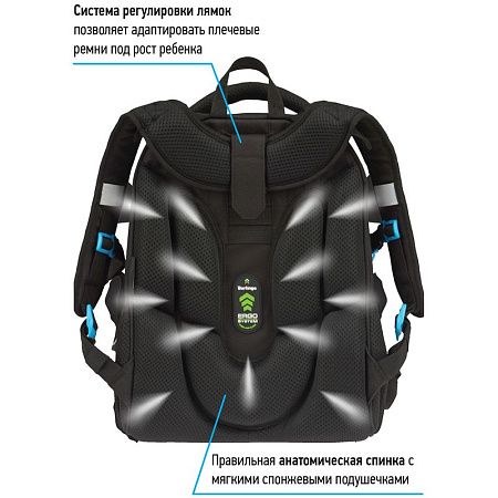 Ранец Berlingo Expert Max "Neon car" 37*28*16см, 2 отделения, анатомическая спинка, дождевик в комплекте 