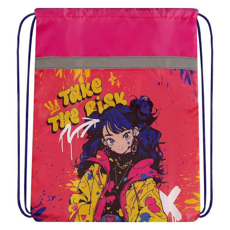 Мешок для обуви 1 отделение ArtSpace "Positive", 340*420мм, отражающая лента 