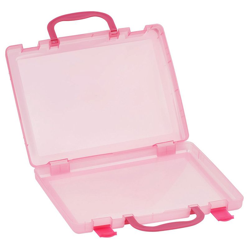 Портфель-кейс 1 отделение СТАММ, А4, 275*375*57мм, на защелках, тонированный розовый 