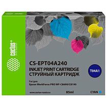 Картридж струйный CACTUS (CS-EPT04A240) для Epson WorkForce Pro WF-C8190, WF-C8690, голубой, 85 мл Картридж струйный CACTUS (CS-EPT04A240) для Epson WorkForce Pro WF-C8190, WF-C8690, голубой, 85 мл