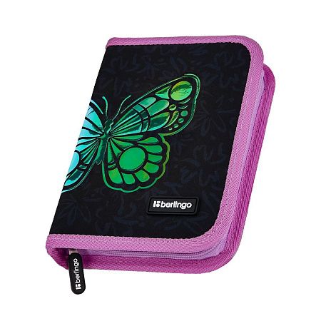Пенал 1 отделение, 200*140*40 Berlingo "Butterfly Effect", дополнительная откидная секция, полиэстер
