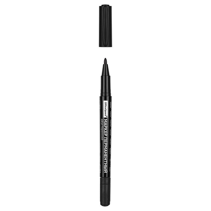 Маркер перманентный двухсторонний OfficeSpace черный, пулевидный, 0,5/2,0мм 