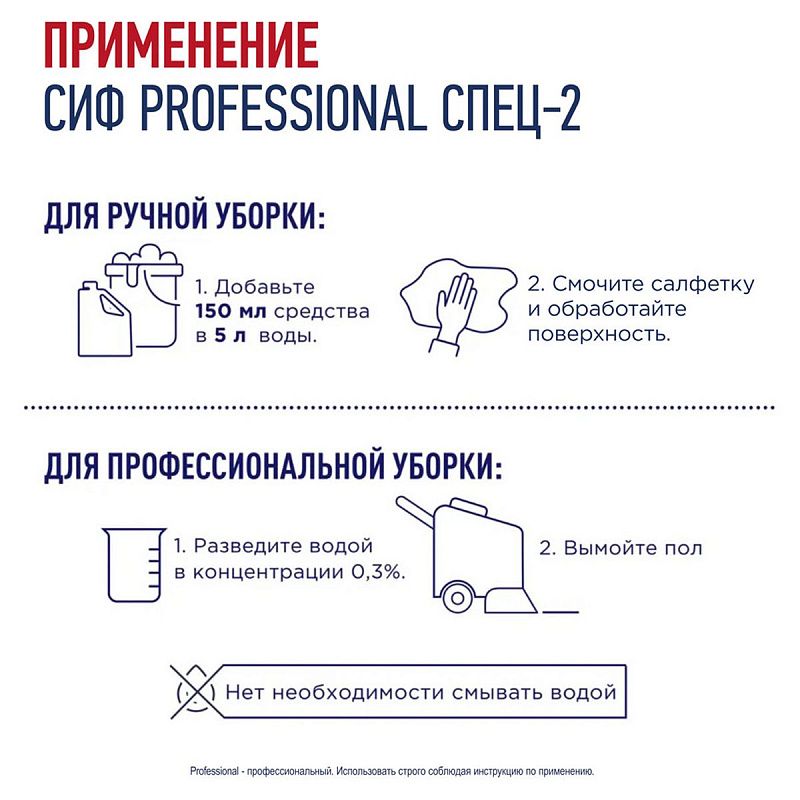 Средство моющее Сиф Professional дезифицирующее, концентрированное, низкопенное, нейтр.запах, канистра, 5л 