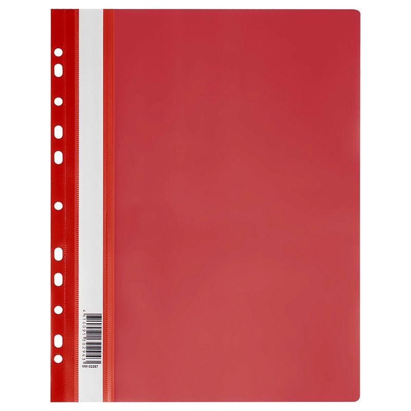 Папка-скоросшиватель пластик. перф. СТАММ А4, 160мкм, красная с прозр. верхом