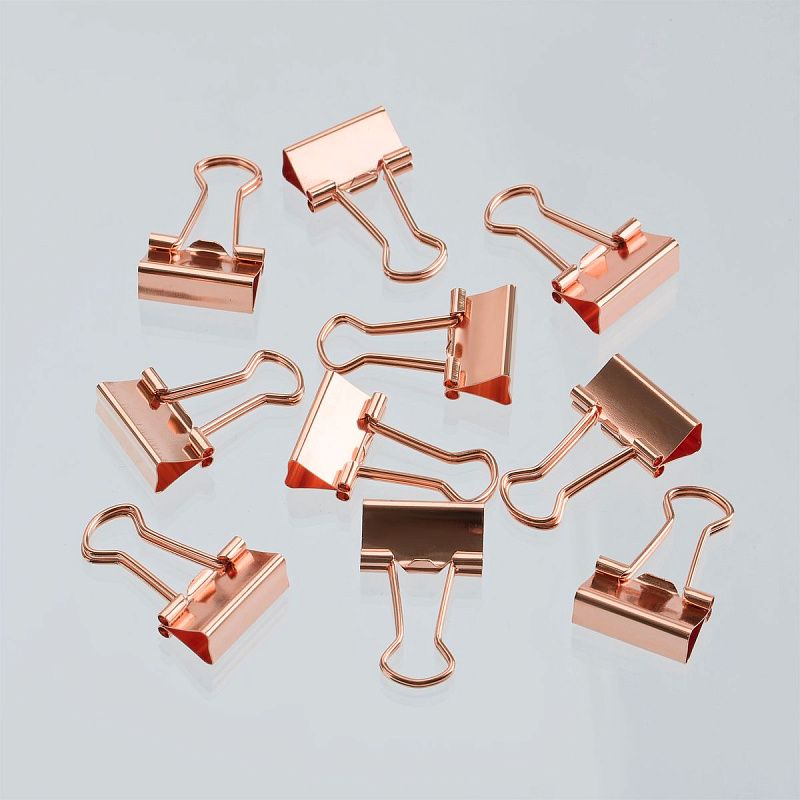 Зажимы для бумаг 19мм, MESHU "Rose Gold", 10шт., ассорти, пакет с замком зип лок, европодвес