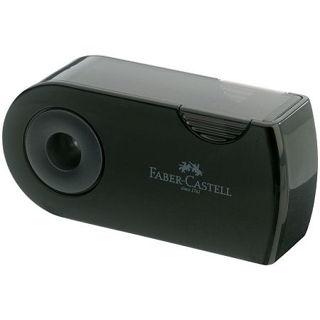 Точилка пластиковая Faber-Castell "Sleeve" 2 отверстия, контейнер, черная 