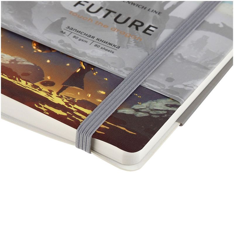 Записная книжка А6 80л. ЛАЙТ, кожзам, Greenwich Line "Touch the dragon", с резинкой, тиснение фольгой, блок в клетку