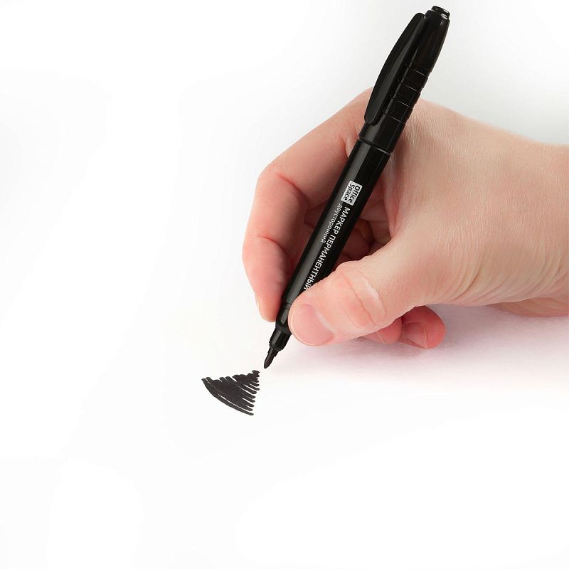 Маркер перманентный OfficeSpace двусторонний, черный, круглый наконечник, 2/4мм 