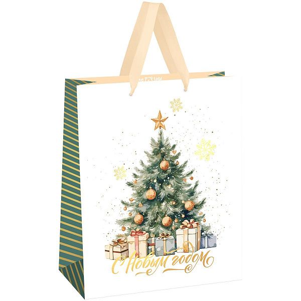 Пакет подарочный 33*42*12см MESHU "Christmas mood", фольга,   матовая ламинация