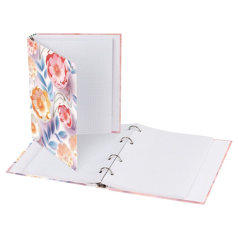 Тетрадь на кольцах А5, 160л., BG "Бумажные цветы", матовая ламинация