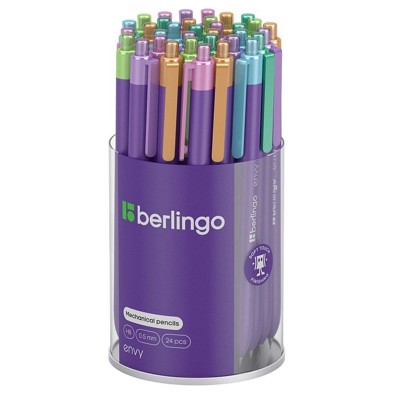 Карандаш механический Berlingo "Envy" 0,5мм, с ластиком, ассорти 