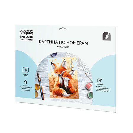 Картина по номерам на картоне ТРИ СОВЫ "Лисята", 30*40, с акриловыми красками и кистями