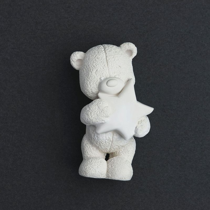 Набор для росписи из гипса ТРИ СОВЫ "Мишка со звездой", высота фигурки 8,5см, с красками и кистью, картонная коробка