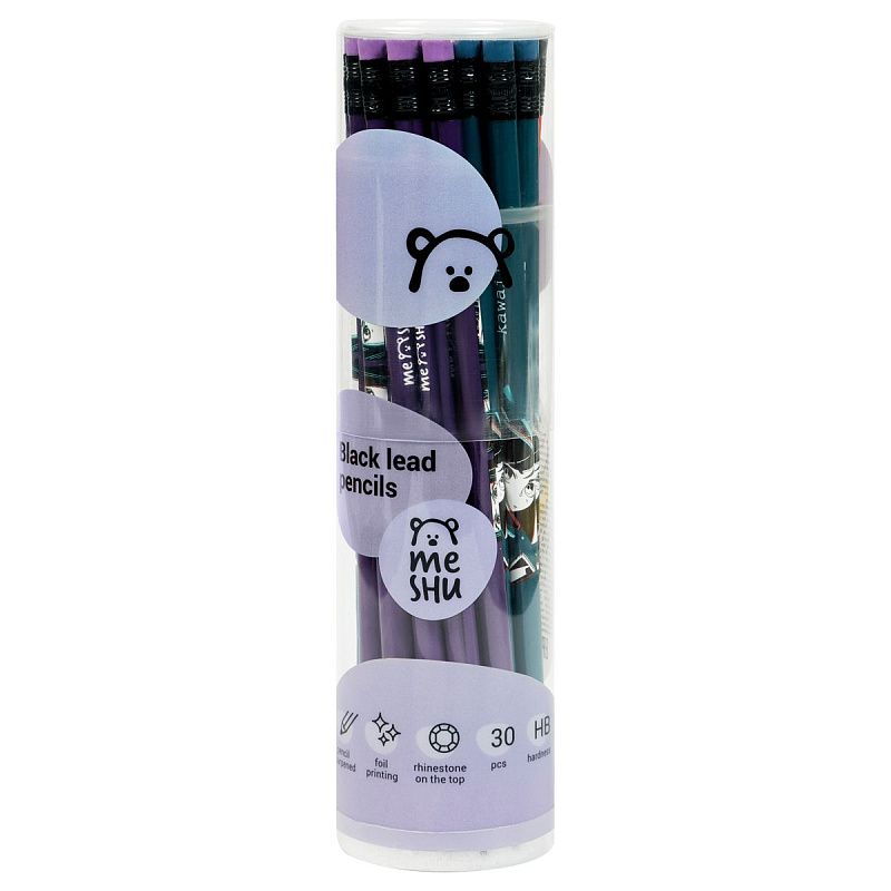 Карандаш ч/г MESHU "Kawaii", HB, заточен., с печатью, с ластиком, ассорти, туба 