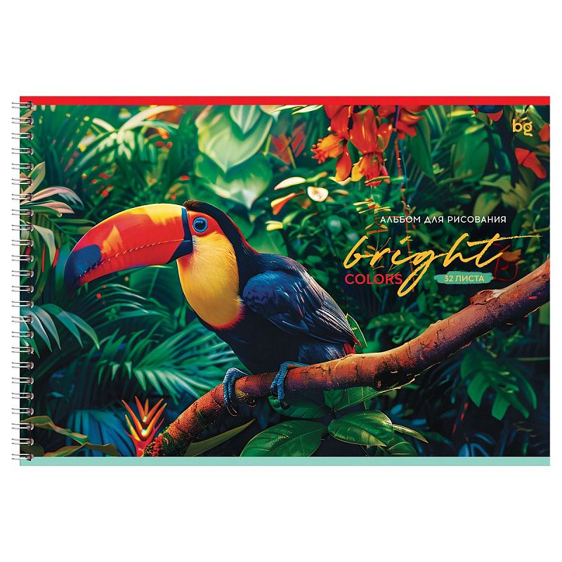 Альбом для рисования 32л., А4, на гребне BG "Яркие"