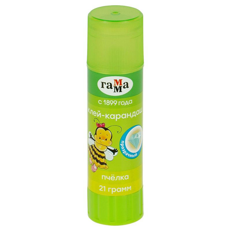 Клей-карандаш Гамма "Пчелка", 21 г, прозрачный, ПВП