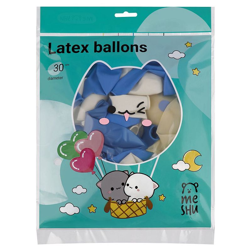 Воздушные шары, 41шт., М12/30см, MESHU, "Number 1 Blue", пастель