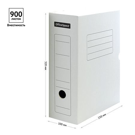 Короб архивный с клапаном OfficeSpace, микрогофрокартон, 100мм, белый, до 900л. 
