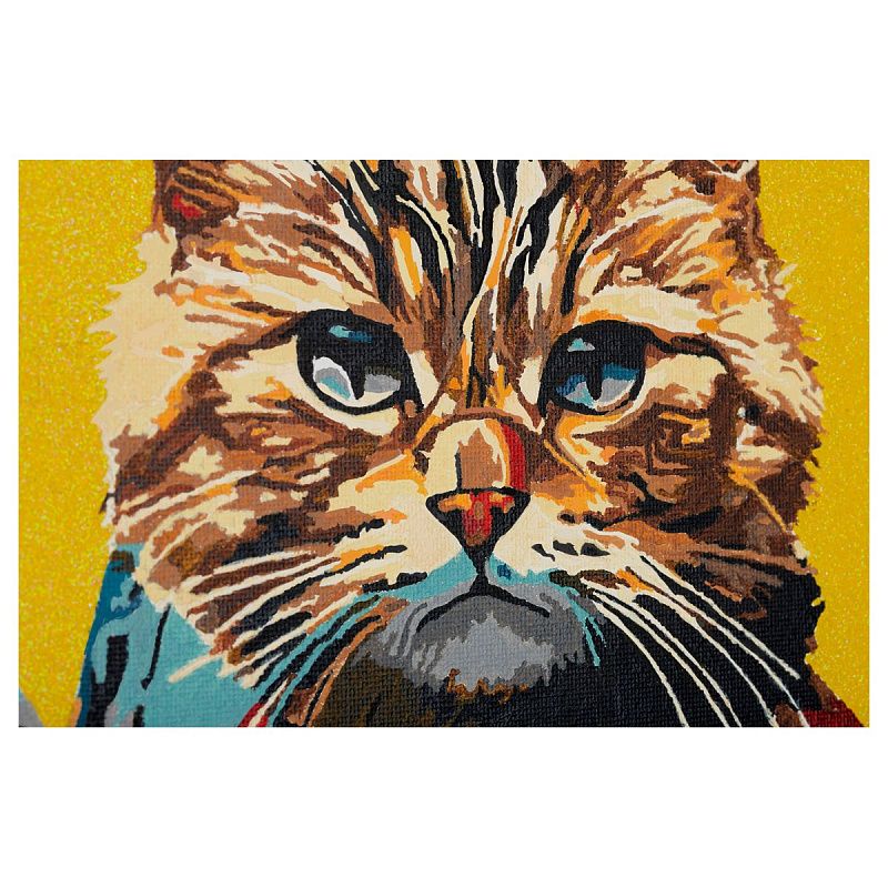 Картина по номерам на холсте с глиттером ТРИ СОВЫ "Кот-самурай", 40*50, с акриловыми красками и кистями