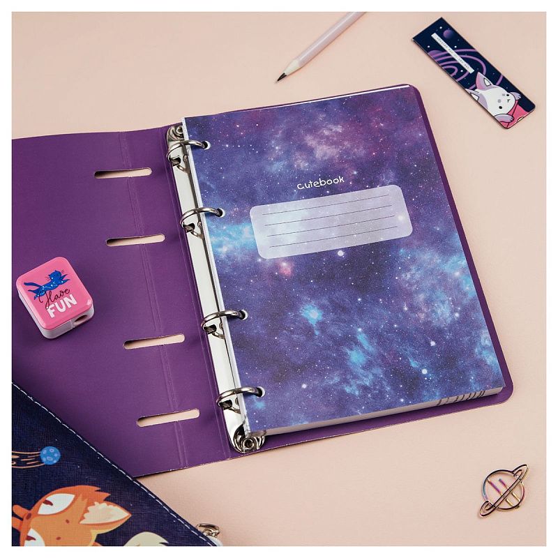 Тетрадь на кольцах А5, 100л., MESHU "Miumiu", картон, матовая ламинация, тиснение фольгой