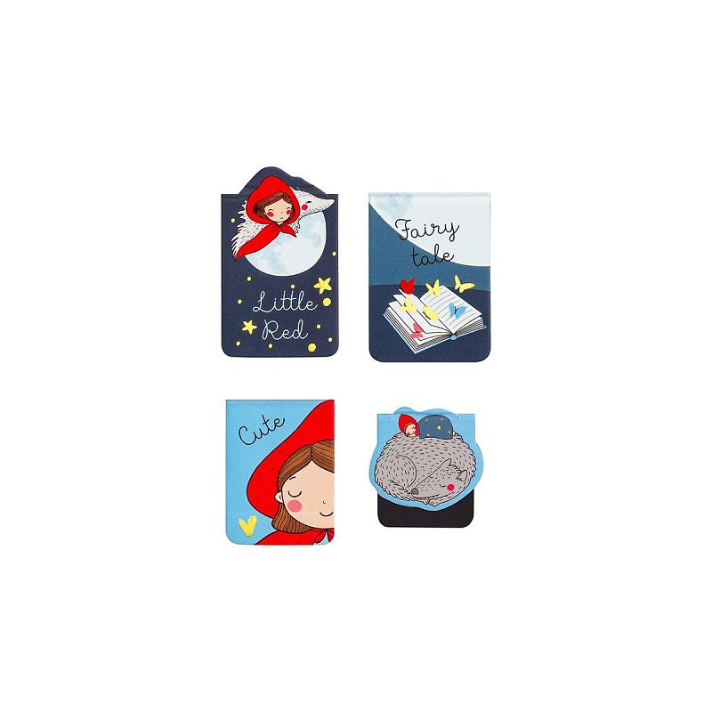Закладки магнитные для книг, 4шт., MESHU "Little red", матовая ламинация, фольга 