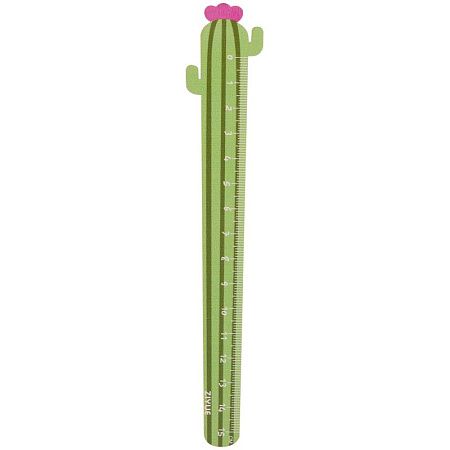 Линейка 15см MESHU "Cactus", дерево, ассорти, европодвес 