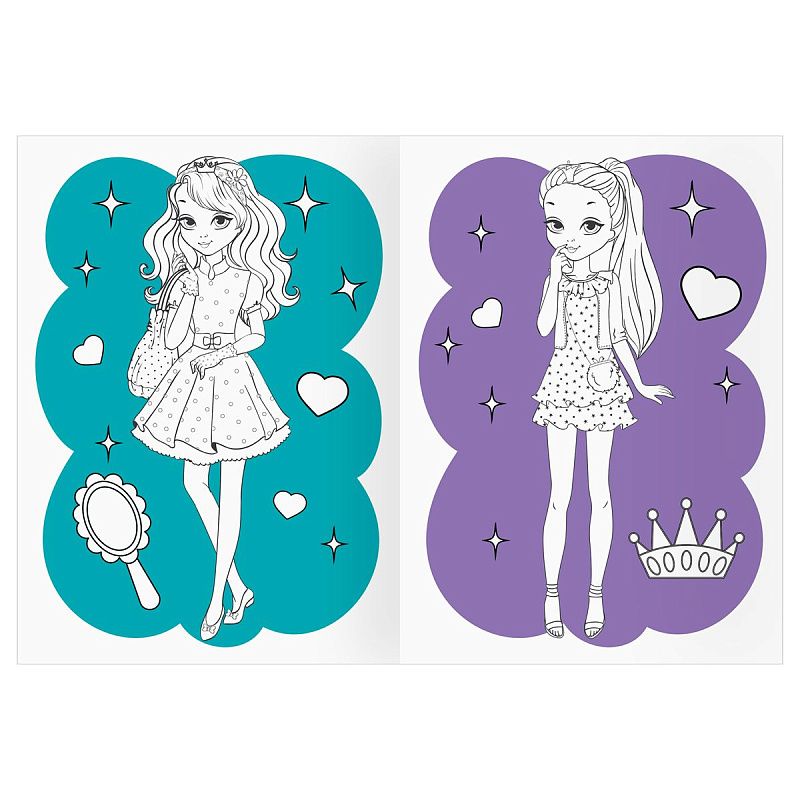 Раскраска А4 ТРИ СОВЫ "Подружки", 16стр., цветной фон