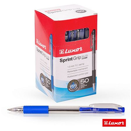 Ручка шариковая автоматическая Luxor "Sprint" синяя, 1,0мм, грип 